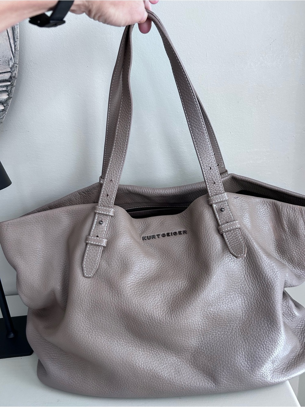 Kurt Geiger Taupe Pebbled Leather Tote